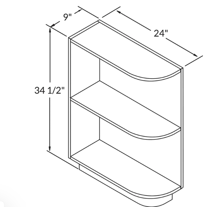 BES0924 - Base End Shelf - 3 Shelves