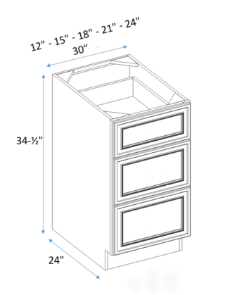 DB12-3 - Drawer Base 12" - 3 Drawer Base Cabinet