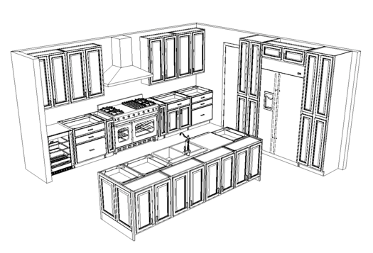 B36 - Base Cabinet 36"W (2 Drawer | 2 Doors | 1 Shelf)