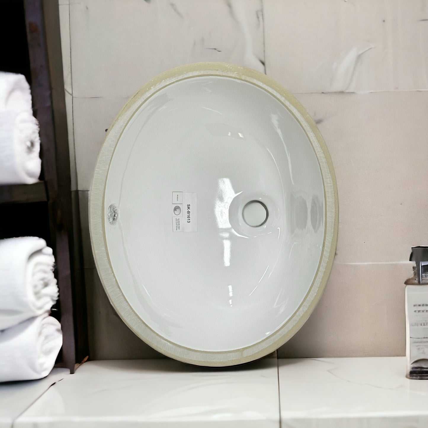 Oval White Ceramic Bathroom / Vanity Under Mount Sink