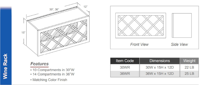 WWR3015 - Wine Bottle Rack 30"W (10 Compartments | Matching Color finish)